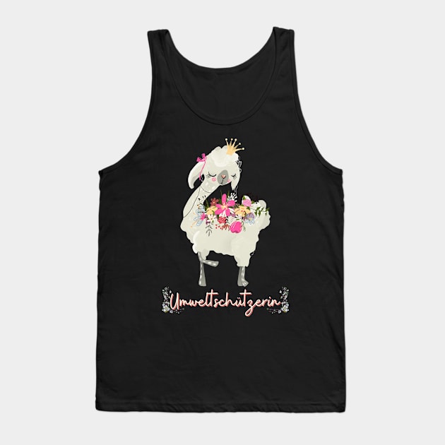 Alpaka Umwelt Schutz Prinzessin Blumen Süß.png Tank Top by Maggini Art